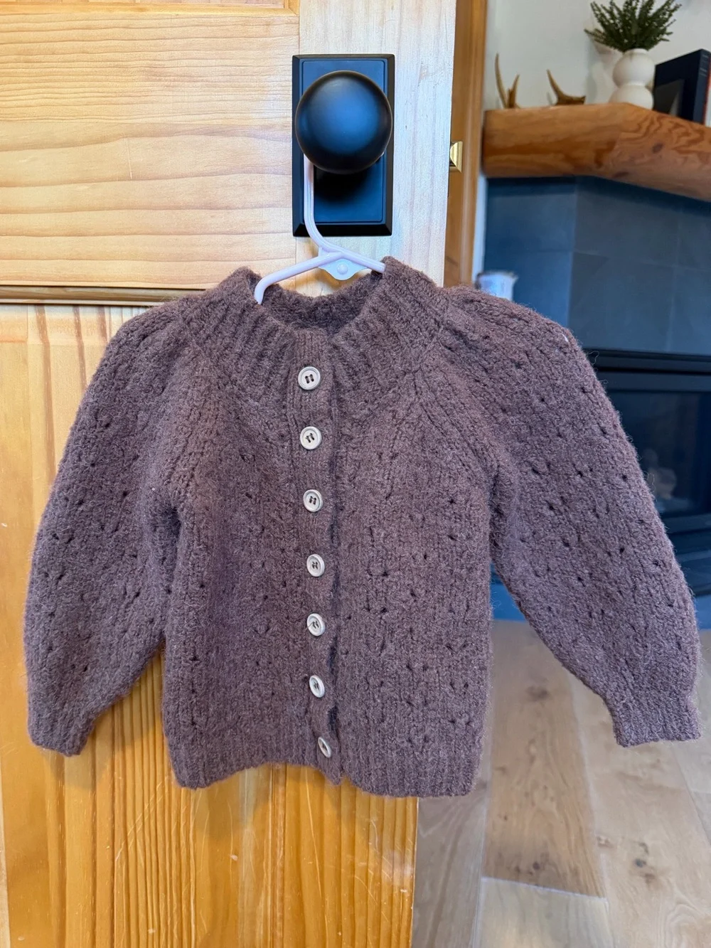 Rylee + Cru - Baby/Toddler Brown Button‑Front Knit Cardigan